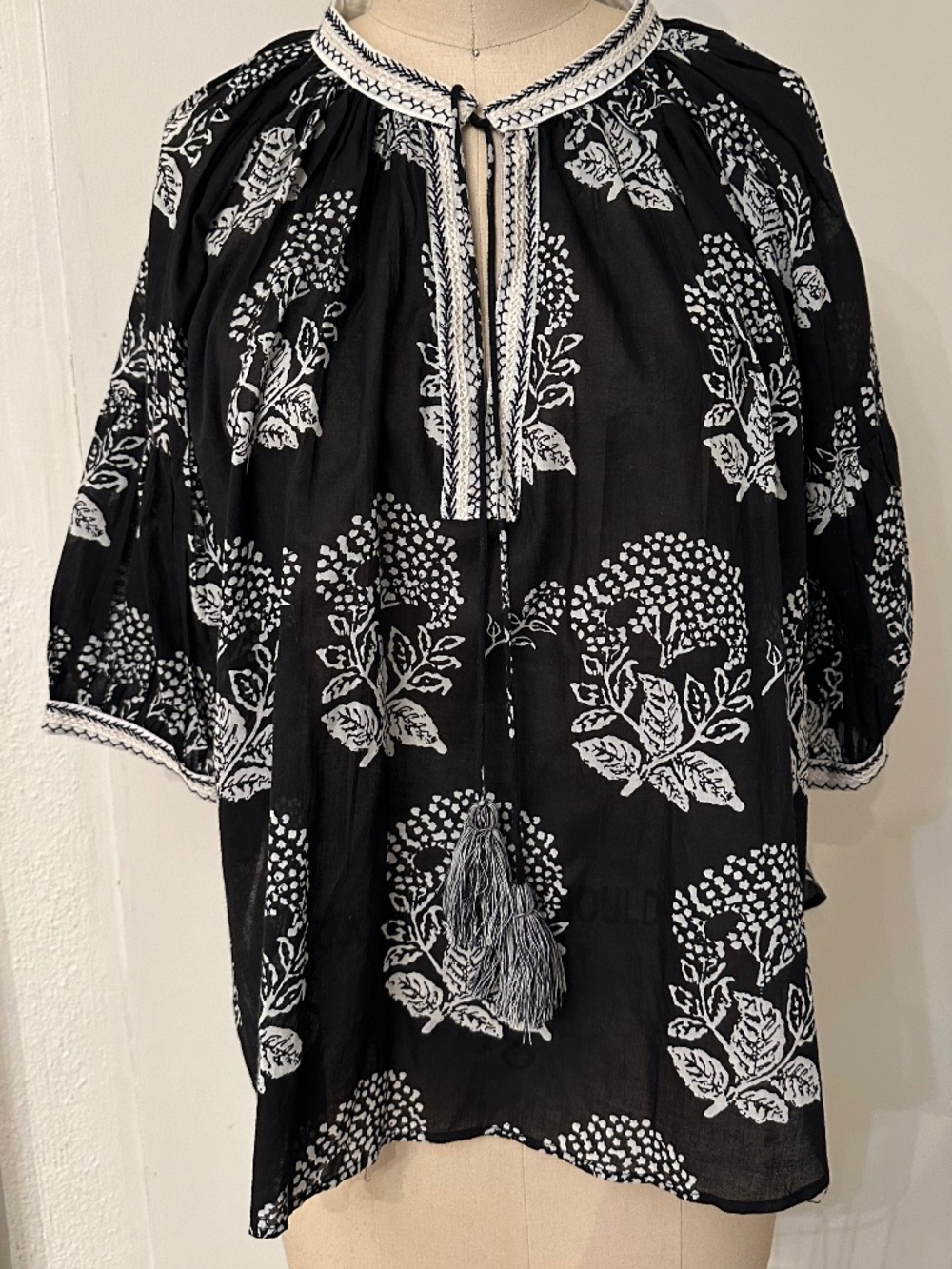 Alamwar Blouse NWOT Black & White Cotton